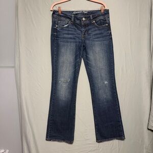 American Eagle Womens Distressed Slim Boot Jeans Size 10 Stretch Capsule Denim